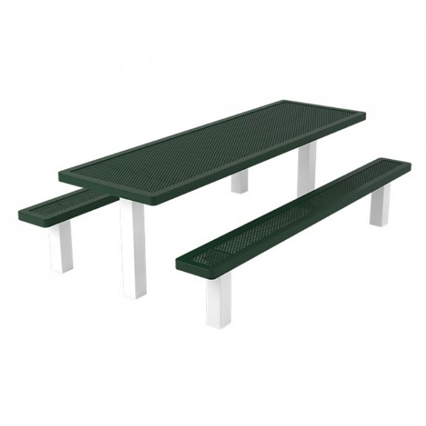 Superior Recreational 8 ft. Innovated Style 4-4 Double Pedestal Rectangle Thermoplastic Steel Picnic Table with 2 Unattached Seats