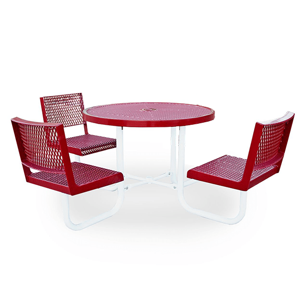 Superior Recreational 46ft Round Portable Café Table with 4 Attached Seats with Backs T42RASS