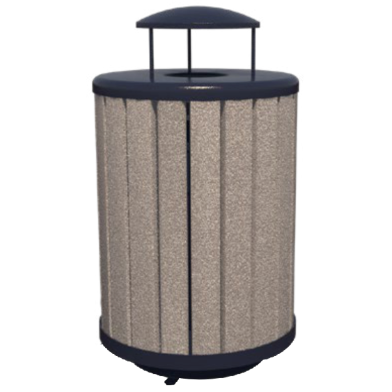 Superior Recreational  Arches RECYCLED RECEPTACLE W/ RAIN BONNET LID & PLASTIC LINER TR32AR-FLATTOPRB