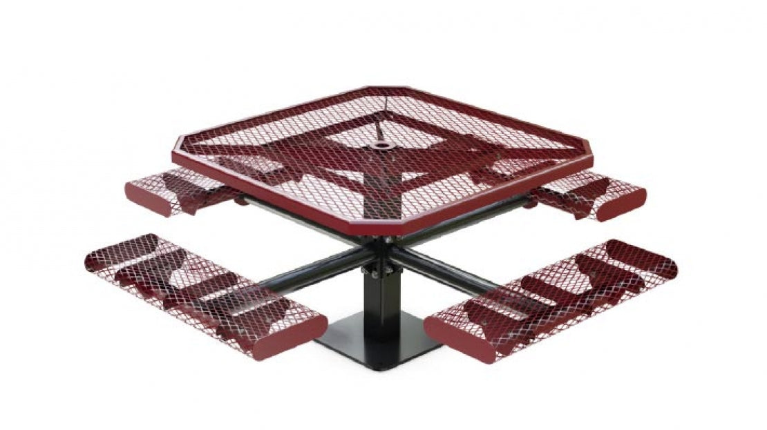 Superior Recreational 46ft Rolled Octagon Pedestal Table with 4 Attached Seats T46OCTROLLPEDS