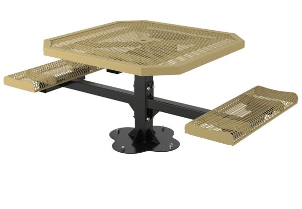 Superior Recreational 46ft Rolled Octagon Pedestal Table with 4 Attached Seats T46OCTROLLPEDS