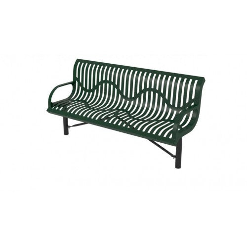 Superior Amenities Ribbed Steel Wingline Classic Bench with Back - B6WBCLASSICWINGLINEP