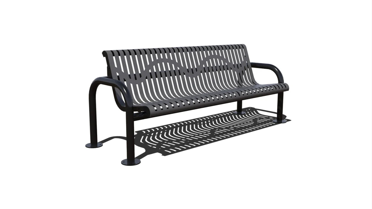 Superior Amenities Ribbed Steel Modern Add-On Classic Bench with Back - B6WBMODCLASSPSM-AD