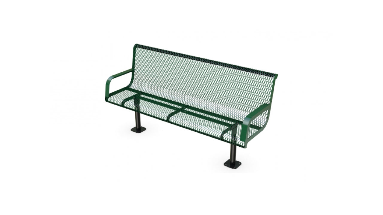 Superior Amenities Expanded Metal Wingline Standard Bench with Back - B6WBWINGLINEP