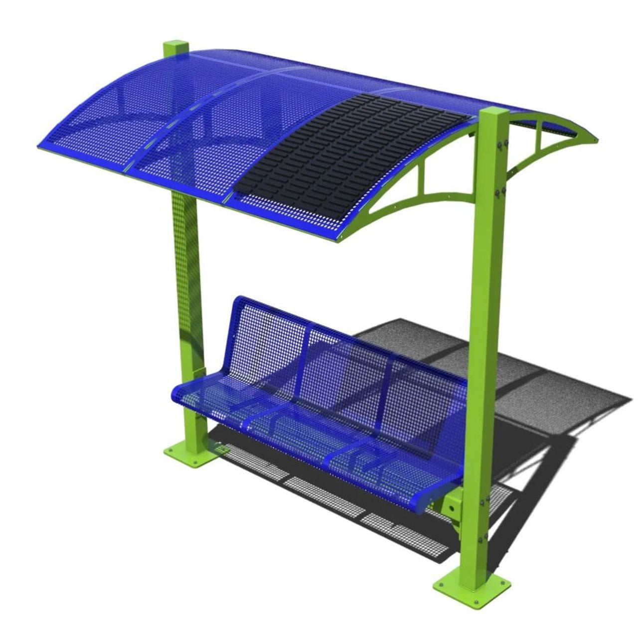 Superior Recreational Solar Charging Bench with Metal Perforated Roof SOLARBENCHSHADE