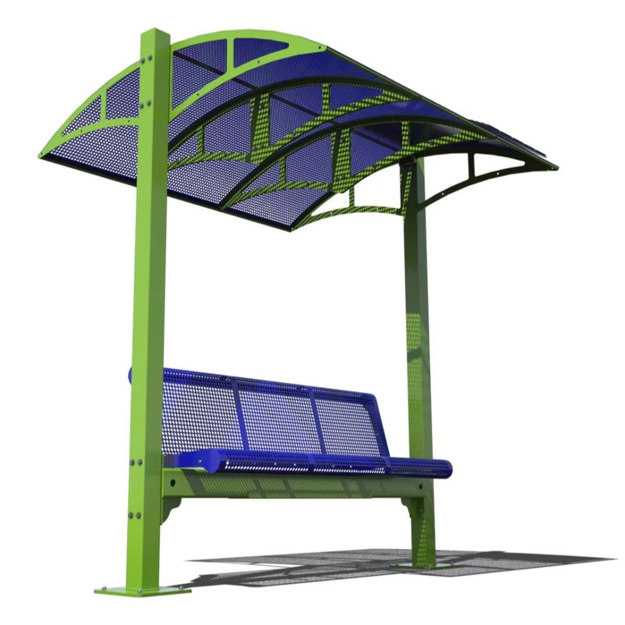 Superior Recreational Solar Charging Bench with Metal Perforated Roof SOLARBENCHSHADE