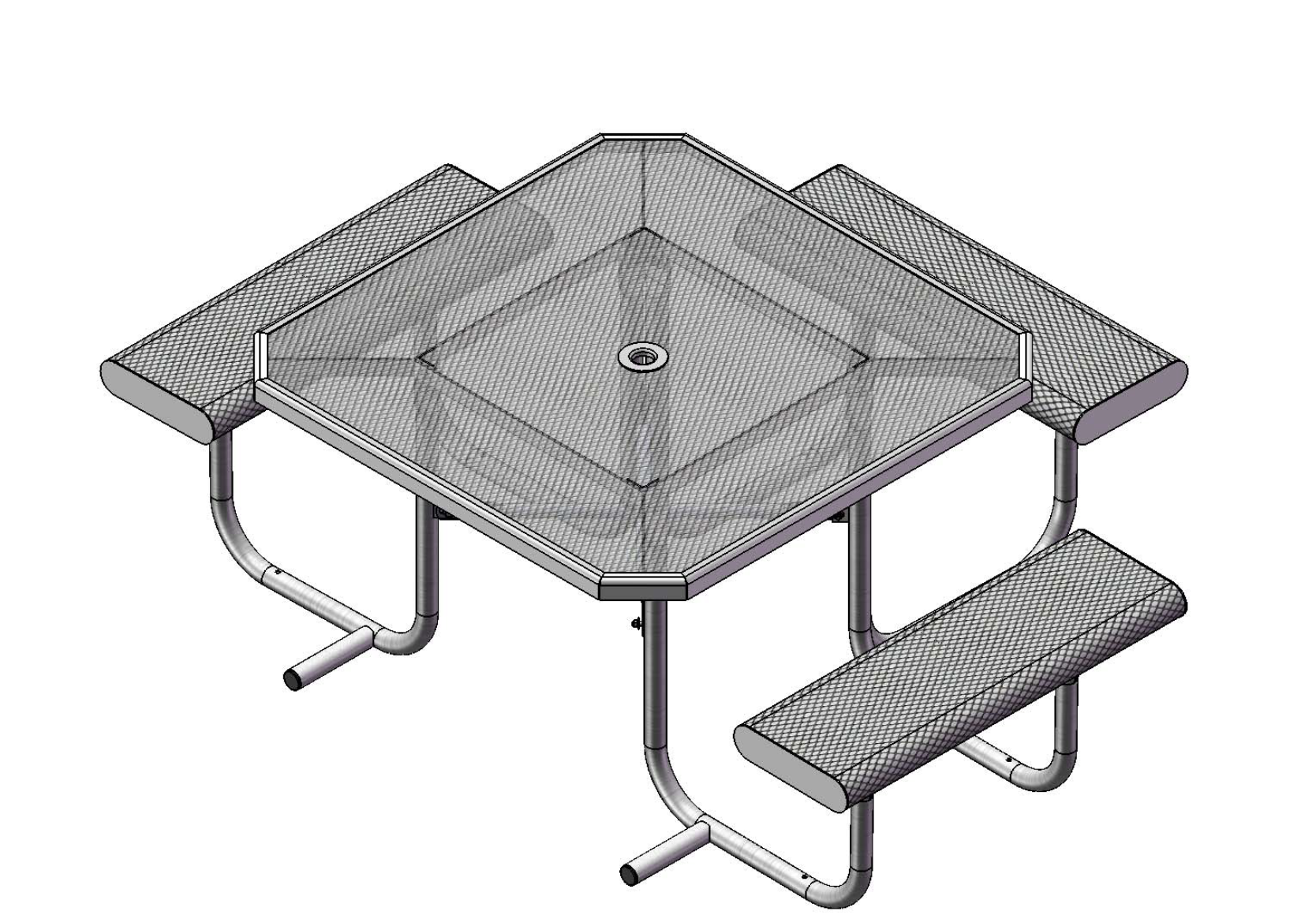 Superior Recreational 46ft Rolled Octagon Portable Table with 4 Attached Seats T46OCTROLL