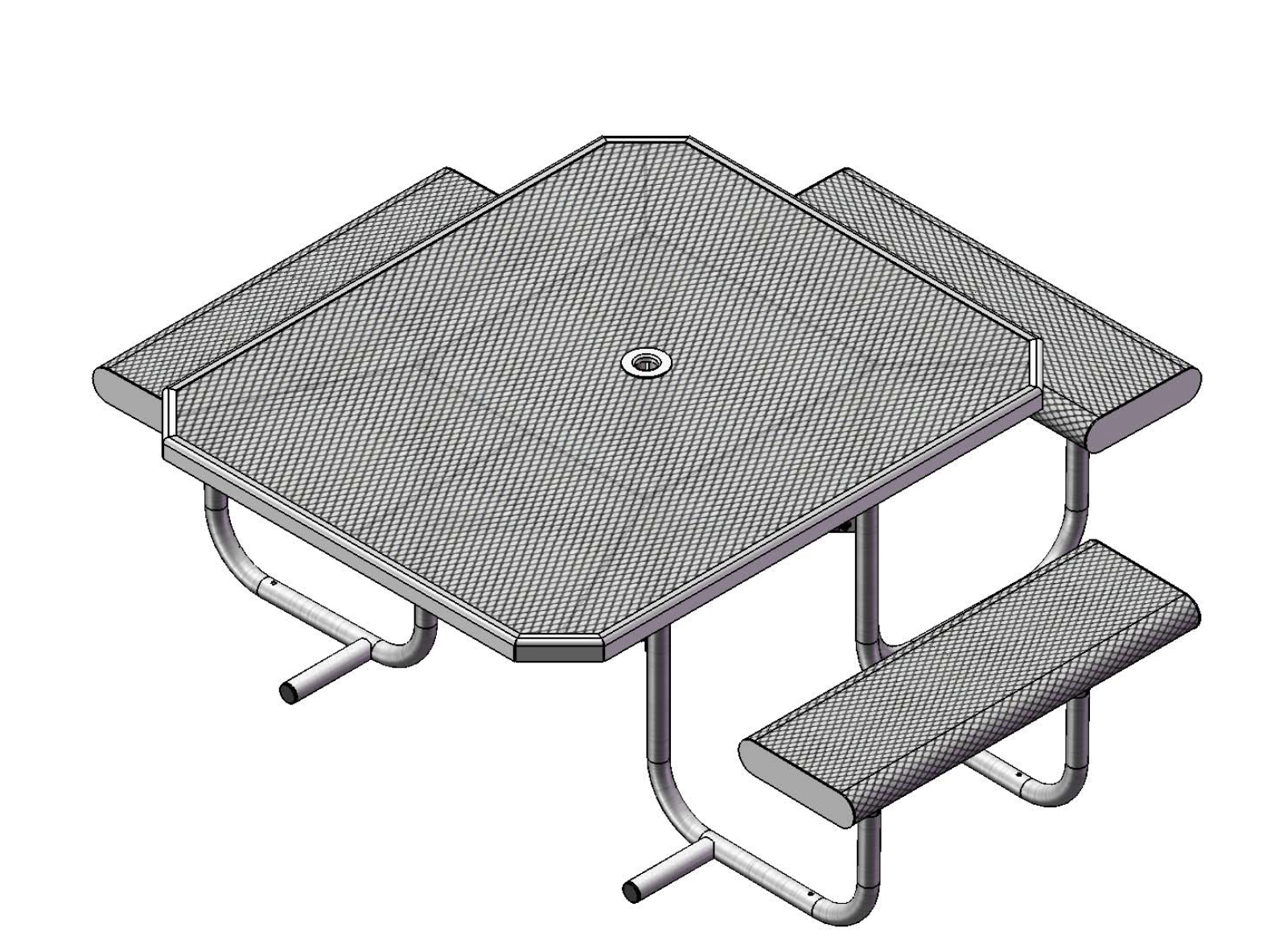 Superior Recreational 46ft Rolled Accessible Octagon Portable Table with 3 Attached Seats T46OCTROLL-3ADA