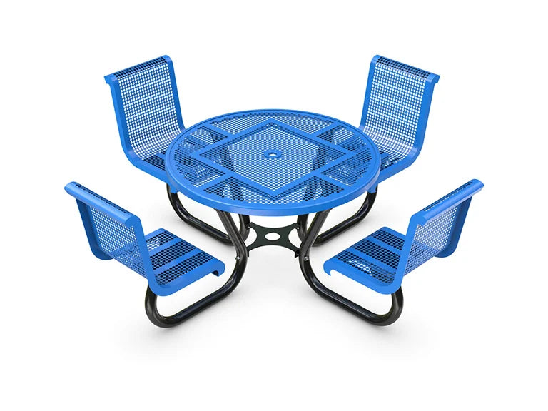 Superior Recreational Round Innovated Portable Cafe Table with Attached Seats - T42RASSINNV