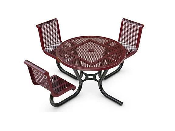 Superior Recreational Round Innovated Portable Cafe Table with Attached Seats - T42RASSINNV