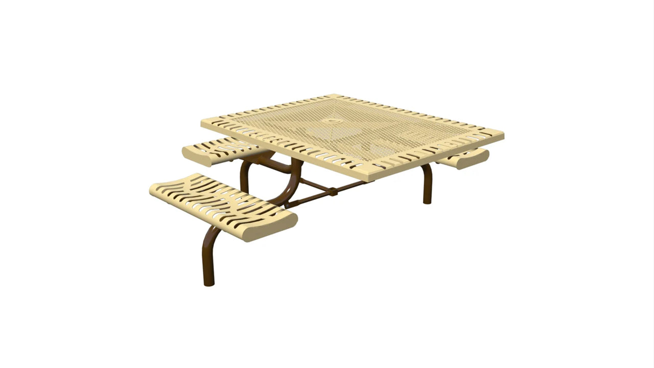 Superior Recreational 46ft x 57ft Classic Accessible Square Web Table with 3 Attached Seats T46WEBCLASS-3SMADA