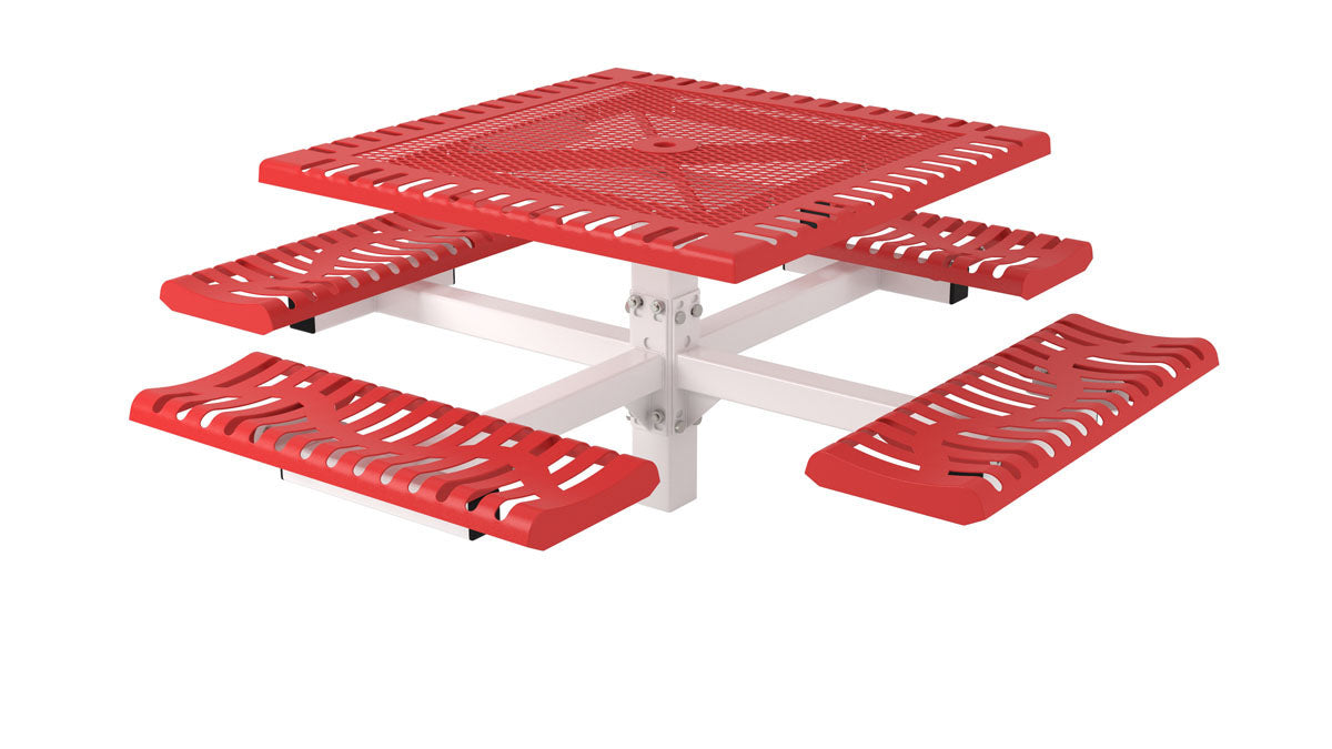 Superior Recreational 46FT Classic Square Portable Table with 4 Attached Seats T46CLASS
