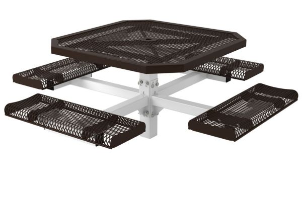 Superior Recreational 46ft Rolled Octagon Pedestal Table with 4 Attached Seats T46OCTROLLPEDS