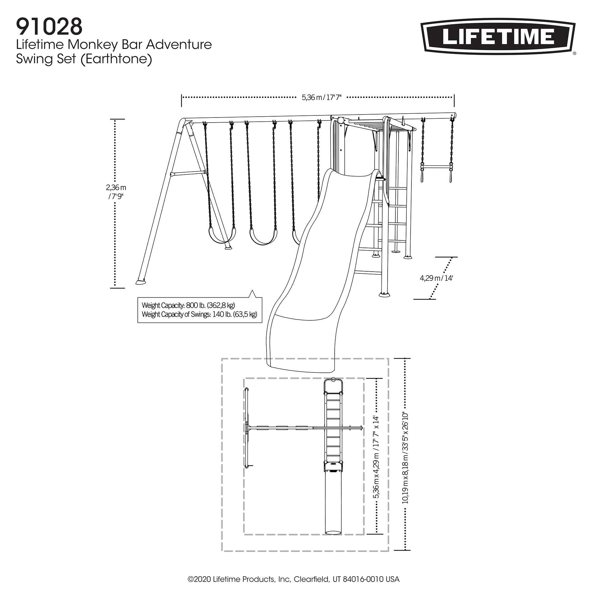 Lifetime Monkey Bar Adventure Swing Set (Earthtone) - 91028