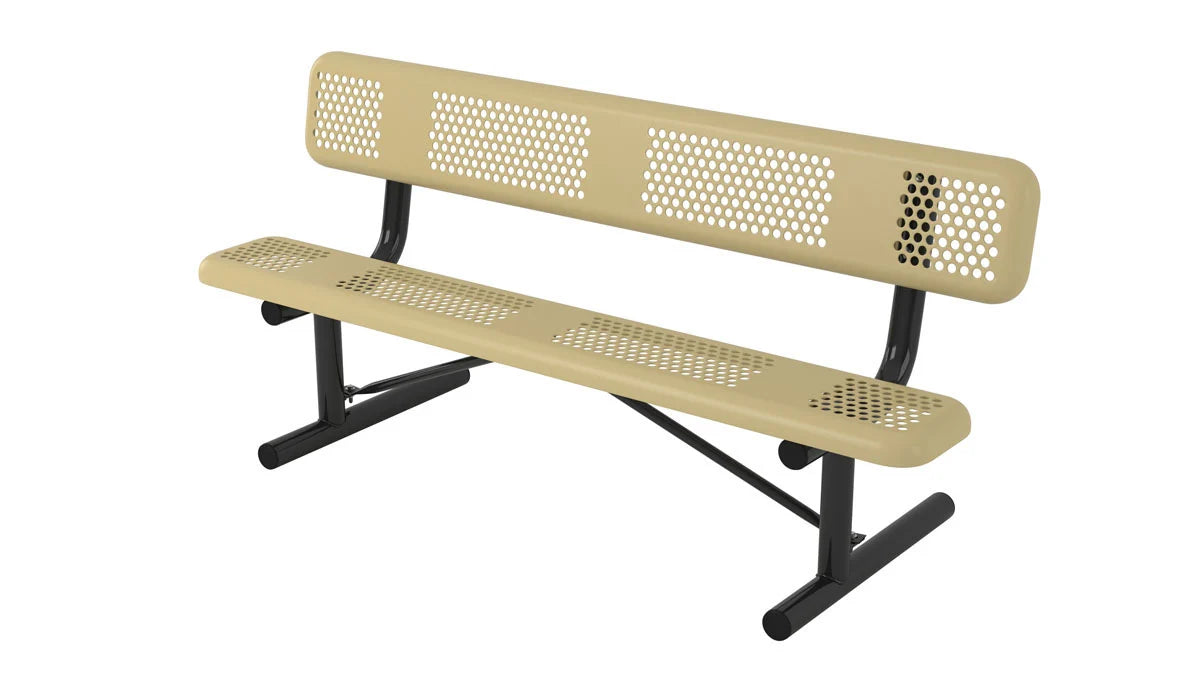 Superior Amenities Perforated Standard Bench with Back - B8WBPERFP