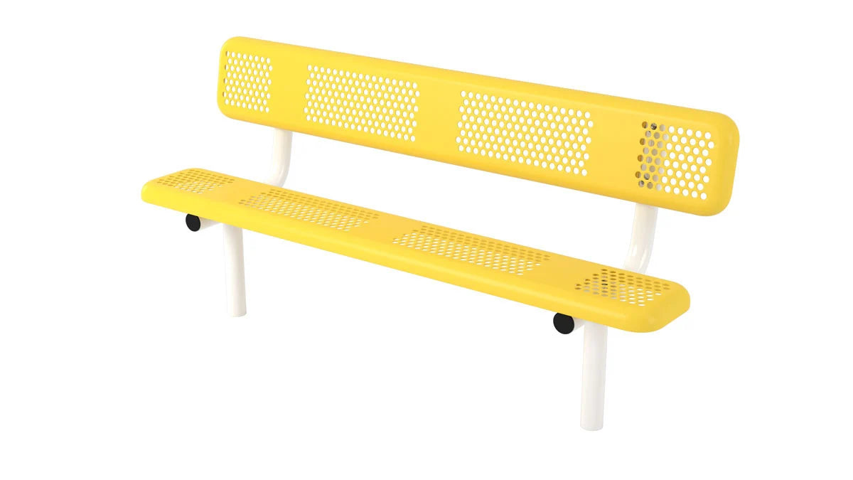Superior Amenities Perforated Standard Bench with Back - B8WBPERFP