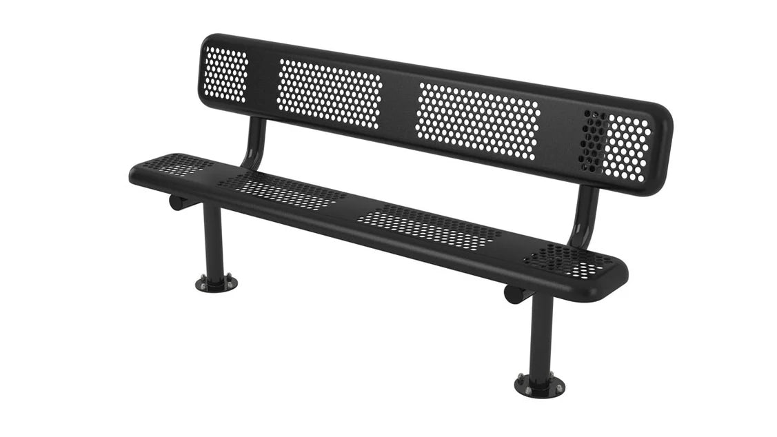 Superior Amenities Perforated Standard Bench with Back - B8WBPERFP