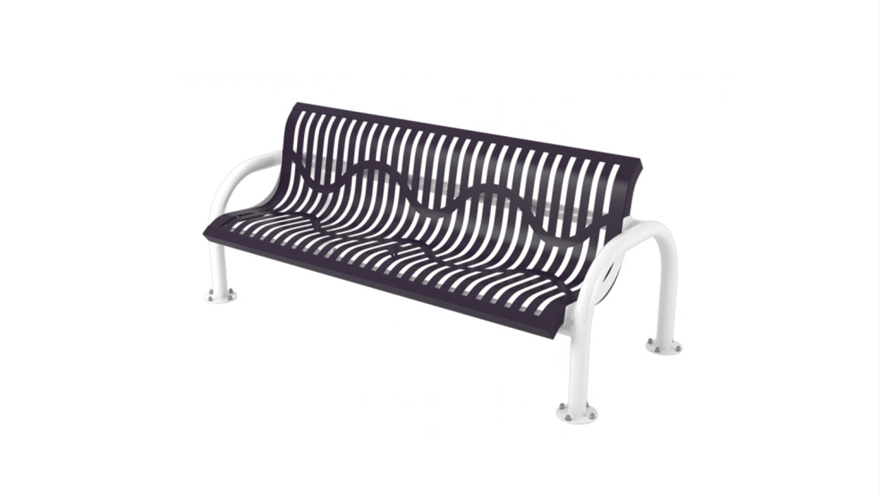 Superior Amenities Ribbed Steel Modern Add-On Classic Bench with Back - B6WBMODCLASSPSM-AD