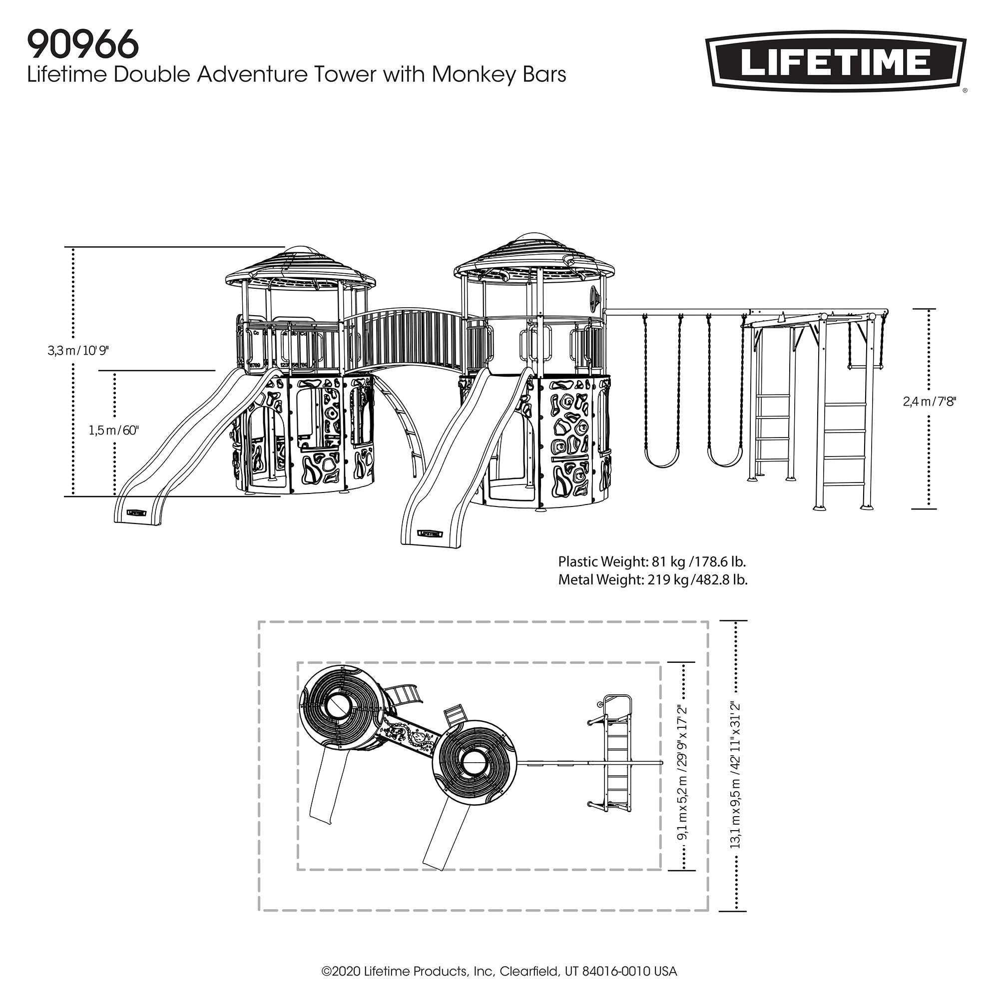 Lifetime Double Adventure Tower with Monkey Bars - 90966