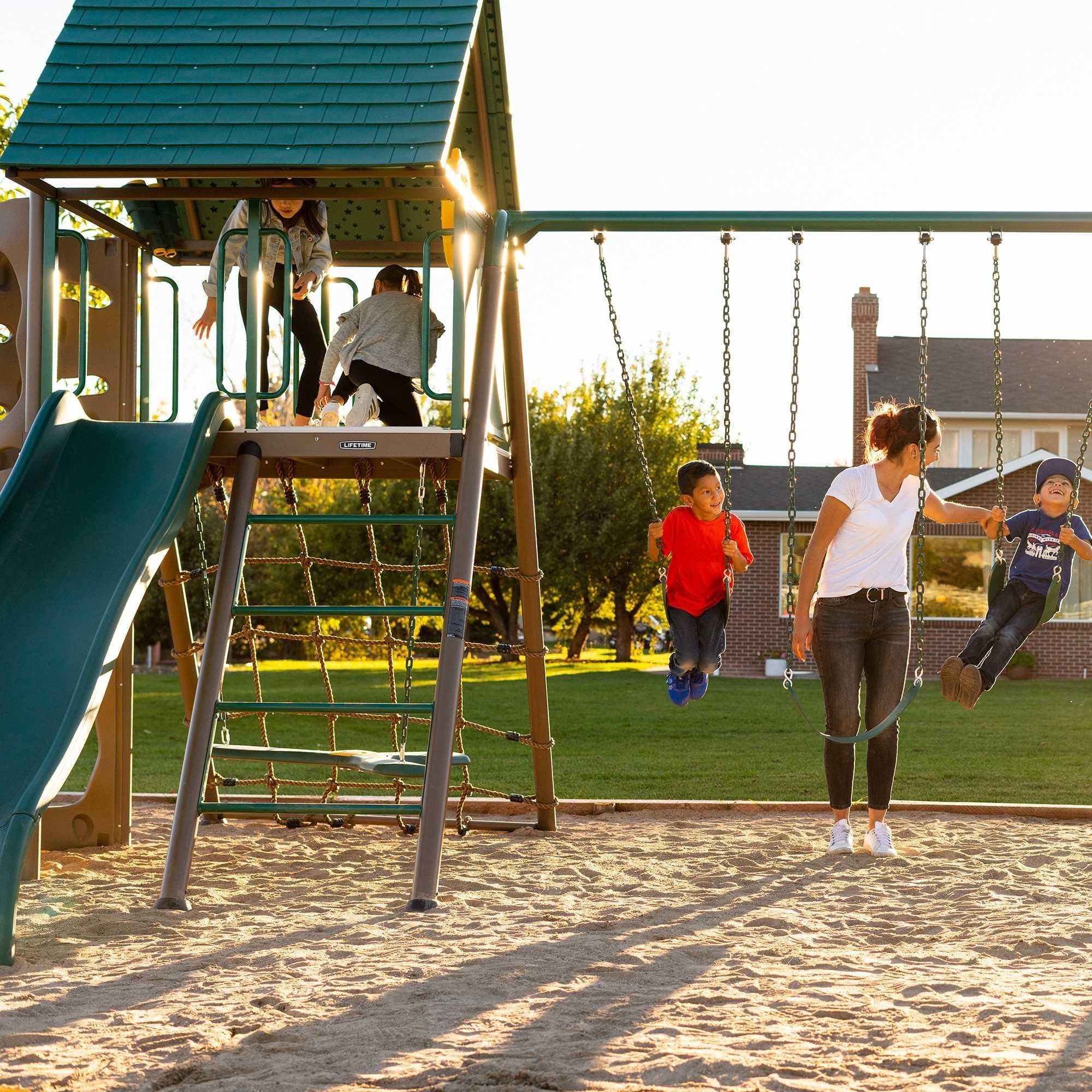 Lifetime Big Stuff Deluxe Swing Set Playset - Earthtone - 91080