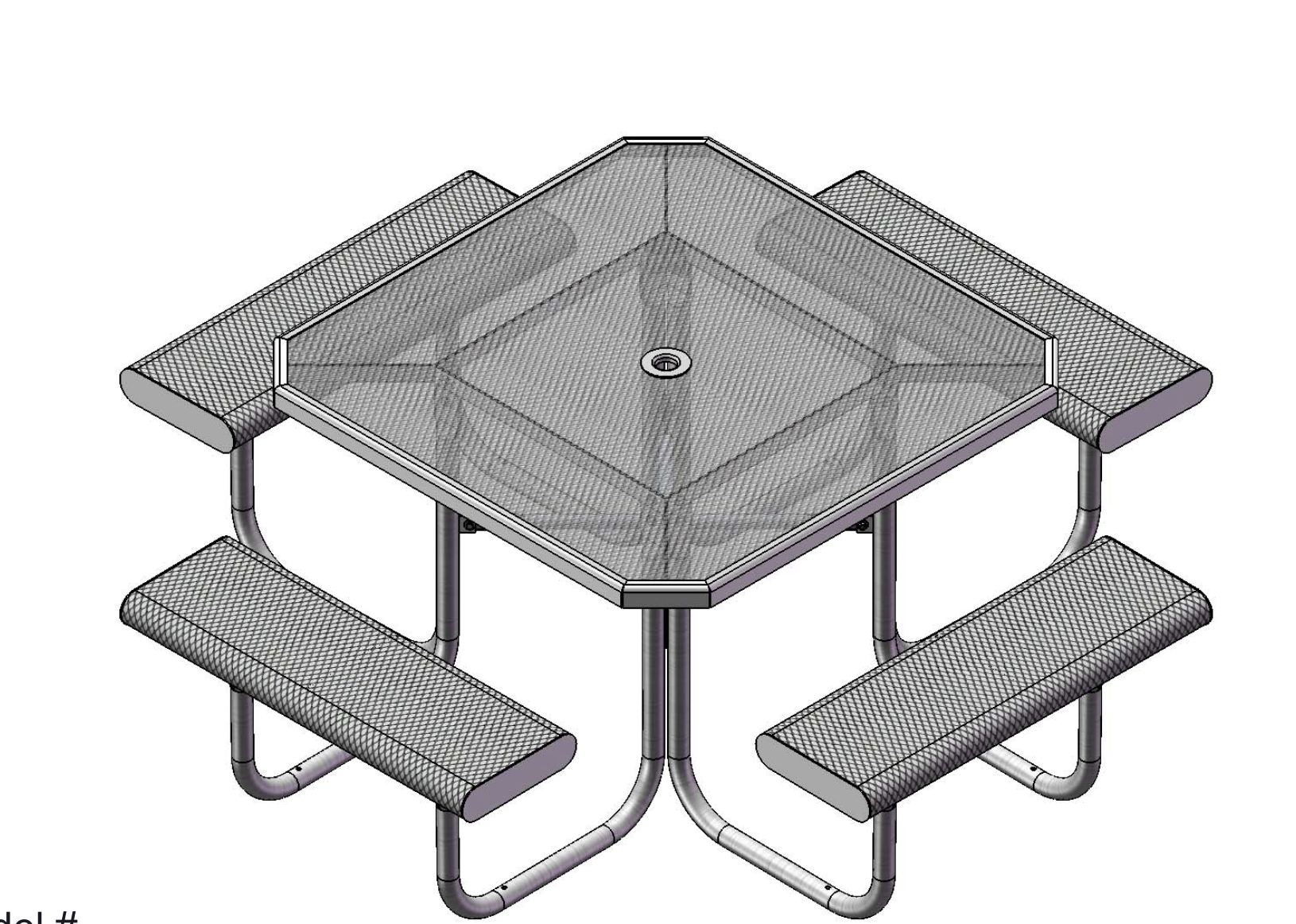 Superior Recreational 46ft Rolled Octagon Portable Table with 4 Attached Seats T46OCTROLL