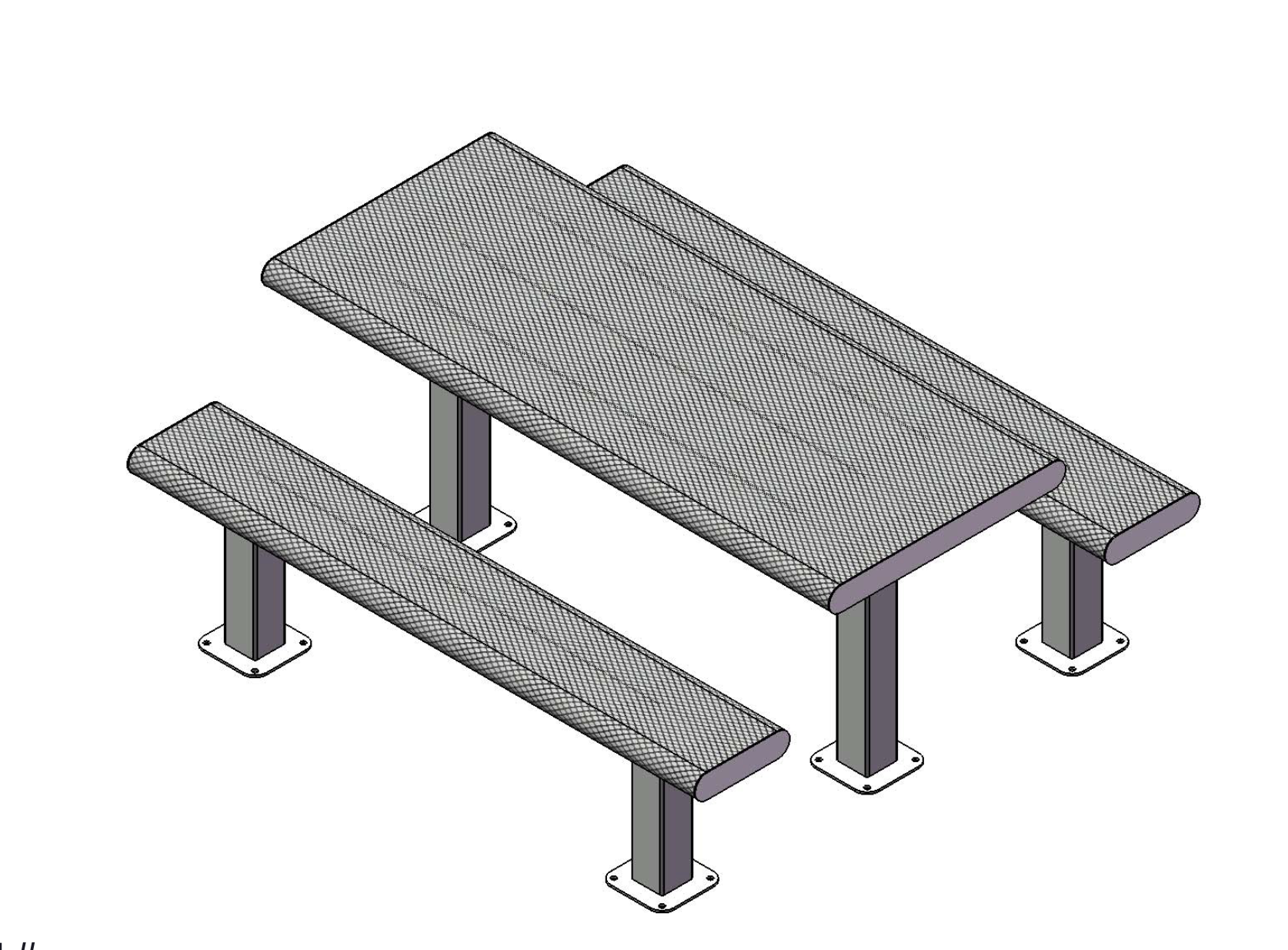 Superior Recreational  6ft Rolled 4-4 Table with 2 Unattached 6ft Seats T6ROLL4-4S