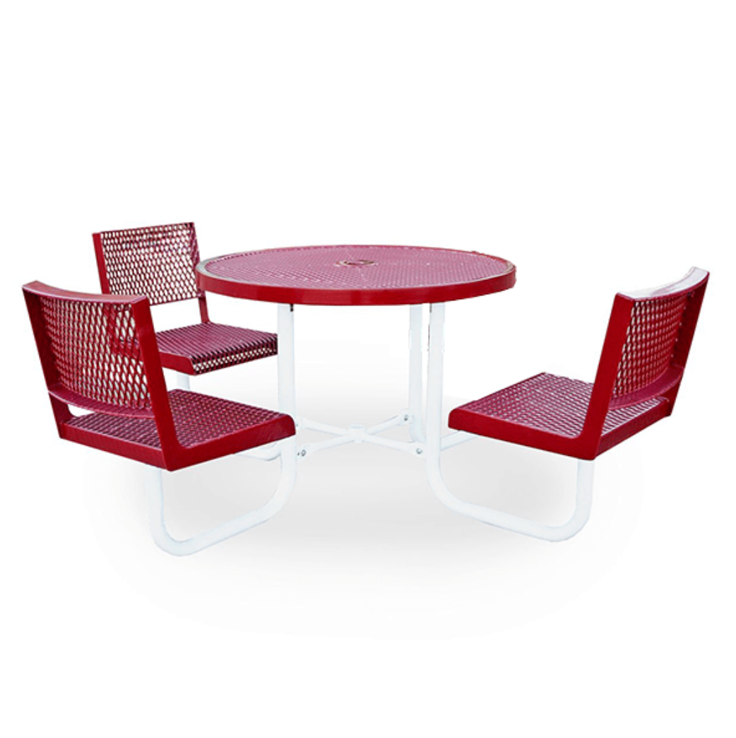 Superior Recreational Round Portable Cafe Table with Attached Seats - T42RAS