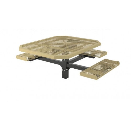 Superior Recreational 46" x 57" Rolled Accessible Octagon Pedestal Table with 3 Attached Seats T46OCTROLLPED-3SADA