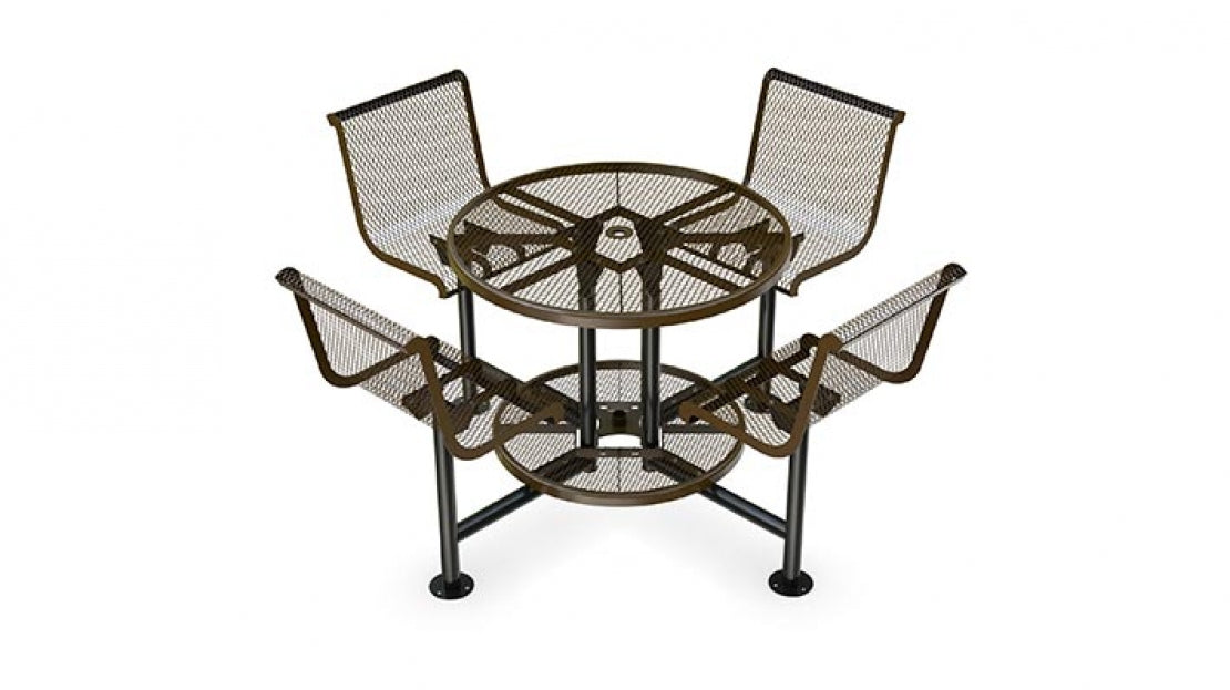 Superior Recreational Bar Height Pedestal Table with 4 Attached Seats - T42PEDBAR