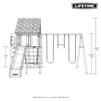 Lifetime Big Stuff Swing Set with Bucket Swing and Children's Picnic Table - Earthtone - 91109